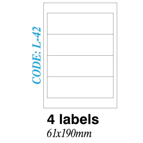Ετικετα σε φυλλα Α4 4 Labels 61x190mm